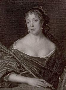 Elisabeth Pepys in a stipple engraving by John Thomson, after a 1666 painting (now destroyed) by John Hayls.